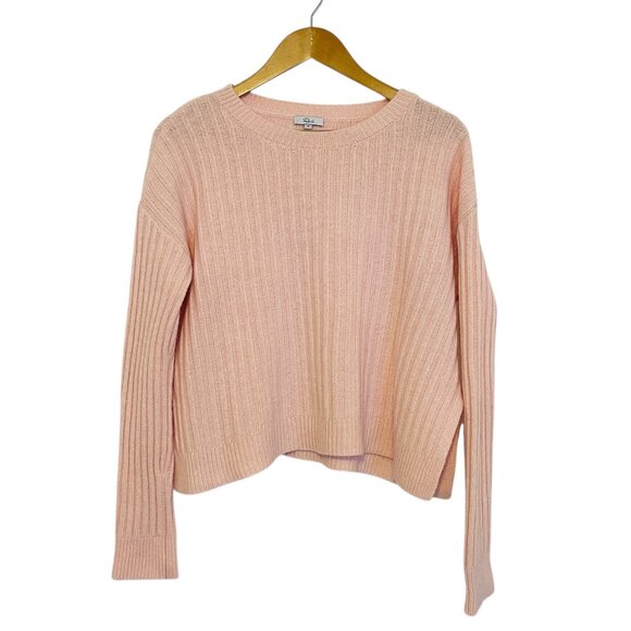 Rails Joelle Ribbed Sweater Wool Cashmere Blend Cropped Boxy Pink Size Medium - Picture 1 of 15